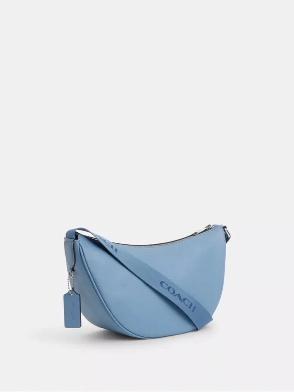 Coach Pace Cornflower Blue Hobo Bag Logo Strap Crossbody Silver HW EUC CT644